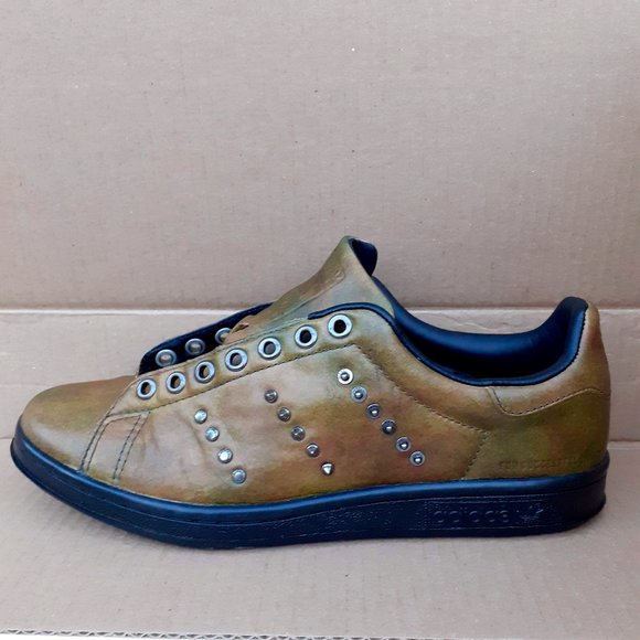 DIESEL x ADIDAS STAN SMITH 100%LEATHER Spooky Spike Goth Rebel Sneaker Antique 9 - Picture 3 of 12